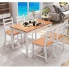 Gulches 4-Piece Rustic Solid Wood Dining Set, White Finish Table & 4 High-Back Slatted Chairs, Compact Kitchen Set for Small Spaces - 3 of 4