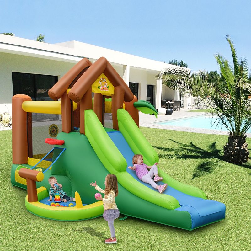 Costway Inflatable Jungle Bounce House Kids Dual Slide Jumping Castle Bouncer, 4 of 11