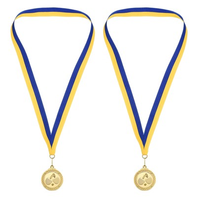 Unique Bargains Zinc Alloy Corrosion-Resistant Detachable Neck Strap Embossed Design Award Medals Gold 2 Pcs