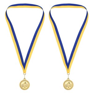 Unique Bargains Zinc Alloy Corrosion-Resistant Detachable Neck Strap Embossed Design Award Medals Gold 2 Pcs - 1 of 4