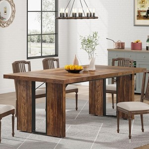 Okak Rustic Wood Large Executive Desk Rectangular Dining Table,Long Modern Kitchen Dinner Table for Dining Room,Family Meals - 1 of 4