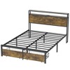 DOMETOUR Queen Bed Frame with LED Lights, Charging Station, 2 Drawers, No Box Spring, Noise-Free, Vintage Brown, Easy Assemble - 3 of 4