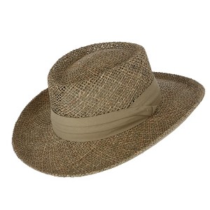 Kenny K Men's Twisted Seagrass Gambler Hat with Pleated Band - 1 of 3