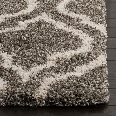 Grey/Ivory 3' Square Moroccan Shag Area Rug
