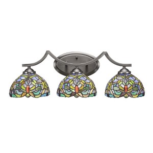 Toltec Lighting Zilo 3 - Light Vanity in  Graphite with 7" Kaleidoscope Art Glass Shade - 1 of 1