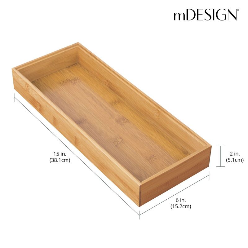 mDesign Stackable Wooden Bamboo Drawer Organizer Tray, 4 of 10