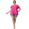Agnes Orinda Women's Plus Size V Neck Short Flare Sleeve Double Layers Chiffon Casual Summer Blouses - 3 of 4