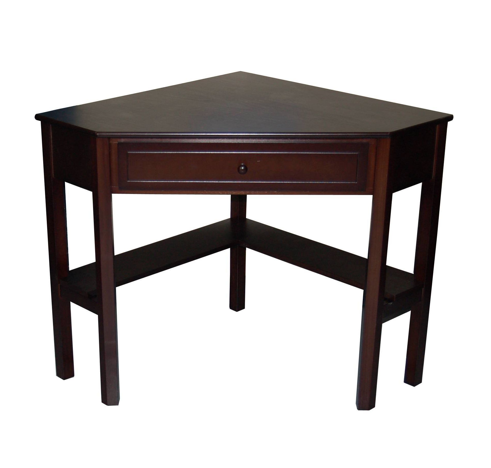 Buylateral Corner Desk with Drawer Espresso: Wood Composite, Fixed Shelf, All Purpose Drawer