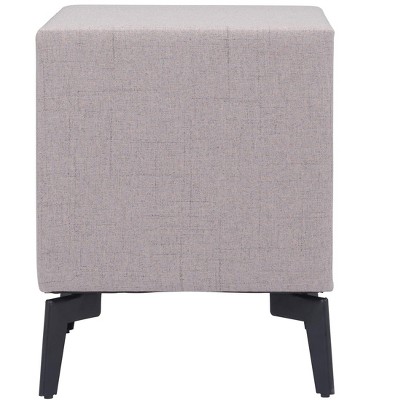 Gray Fabric and Metal Rectangular Side Table with Storage