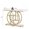 Gulches Industrial 4-Tier Console Table, Circle Base, White & Gold, 41.3", Sofa/Entryway/Hallway Accent Table with Storage - 4 of 4