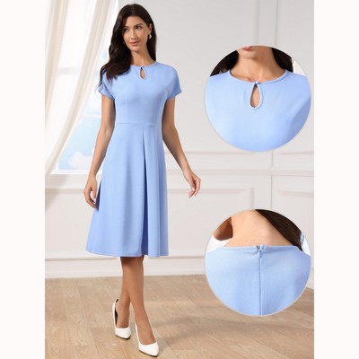 Женские платья INSPIRE CHIC Women's Summer Short Sleeve Above Knee A Line Casual Business Work Dress Small Light Blue — фото 2
