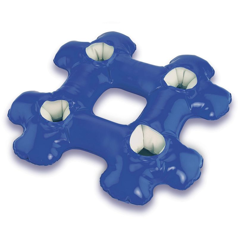 KOVOT  Inflatable Hashtag Drink Holder: Blue Pool & Beach Accessory with Four Cup Holder Pockets - 16" x 16", 2 of 4