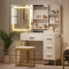 Vanity Desk with Mirror and Lights, Makeup Vanity Desk with Sliding LED Lighted Mirror, Power Outlet - 2 of 4