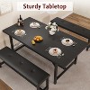 63" Extendable Dining Room Table Set With 2 Upholstered Benches for 4-6, 3 Piece Large Rectangle Kitchen Table Set With Metal Frame for Home - 2 of 4