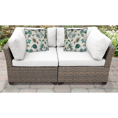 Monterey 2pc Outdoor Wicker Sectional Loveseat with Cushions - White - TK Classics