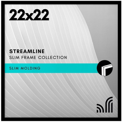 Americanflat 22x22 Picture Frame with Polished Plexiglass - Thin Border Square Frame for Wall Display - Hanging Hardware Included - Black