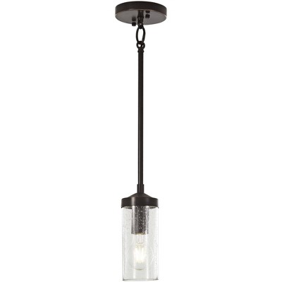 Minka Lavery Downtown Bronze Mini Pendant 3 1/4" Wide Modern Clear Seeded Glass Shade for Dining Room House Kitchen Island Bedroom