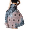 Women's Boho Maxi Skirt - Floral Print Long Flowy Skirt Grey Floral - 3 of 4