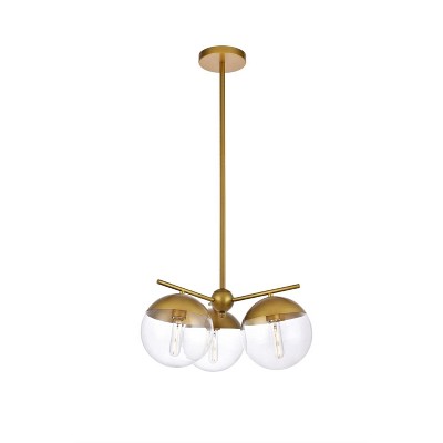 Eclipse 3-Light Brass Pendant with Clear Glass Shade