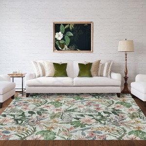 Crystal Print Thea Bold Modern Floral Indoor Livingroom Dining Bedroom Flat Pile Easy Care Area Rug - 1 of 4