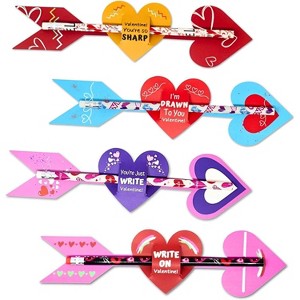 4E's Novelty Valentines Day Pencils with Cupid's Arrow Card 36 Packs - Bulk Valentine's Day Pencils for Kids - 1 of 4