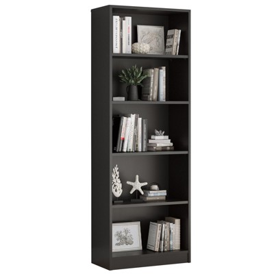 Sevobal Decorarive Bookshelf 5 Shelf Bookcase Adjustable Shelves for Home Office Library, Black, 24.4"*11.6"*68.9"