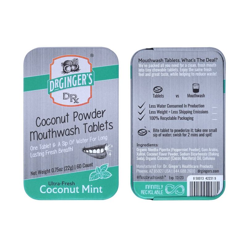 Dr. Ginger&#39;s Coconut Mint Mouthwash Tablets - 60ct, 4 of 6