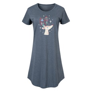 Women's - Instant Message - Christmas Reindeer Antlers Are Ornament Hangers Graphic T-shirt Dress - 1 of 4