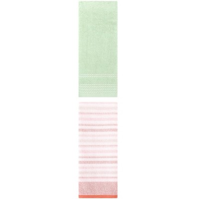 REGALWOVEN Striped Pattern Quick Drying Hand Towels for Bathroom 14" x 30"/13" x 27" 2 Pcs