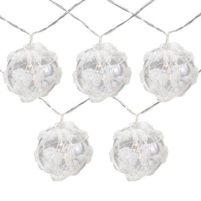 Northlight 10 B/O LED Warm White Clear Round Ball Christmas Lights - 4.75' Clear Wire