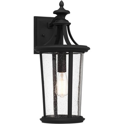 John Timberland Leto 21 1/2" High Modern Outdoor Wall Light Fixture Mount Porch House Exterior Outside Weatherproof Black Metal Clear Glass Shade