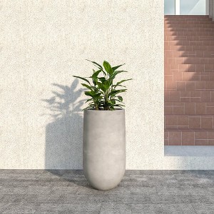 LeisureMod Topiary Planter Pot: Fiberstone and MgO Clay Cylinder Planter Pot with Drainage Holes for Indoor and Outdoor - 1 of 4
