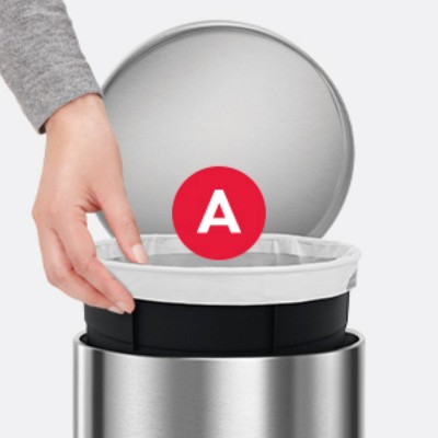 Polished Stainless Steel Round Step Trash Can with Pedal, 1.2 Gallon