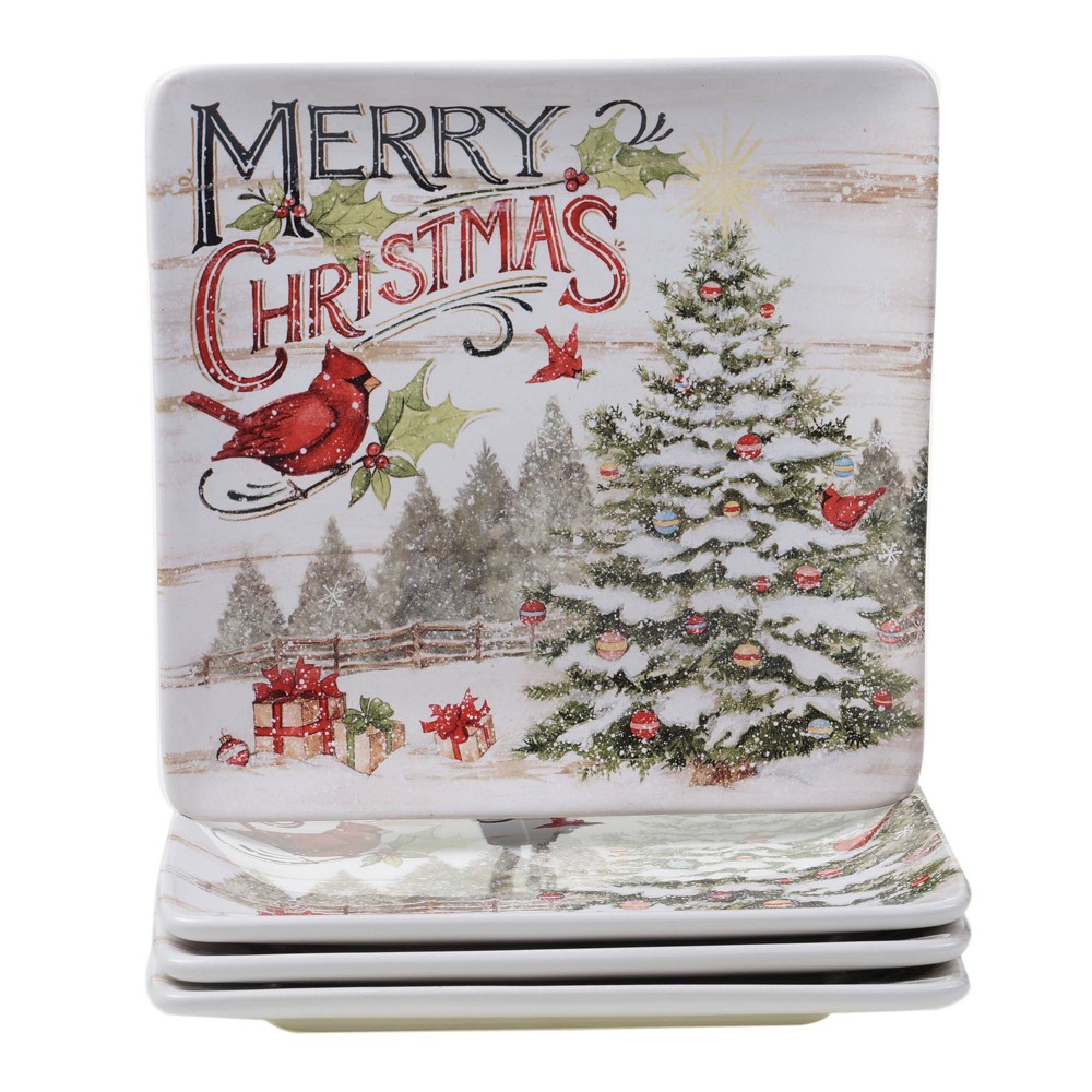 Photos - Other kitchen utensils Certified International 10.5" 4pk Earthenware Evergreen Christmas Dinner Plates - Certified Intern 