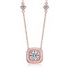 Guili Sterling Silver Rose Plated Square Cubic Zirconia Stud Necklace, a classic and stylish piece for daily elegance and layering. - 4 of 4