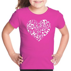 LA Pop Art Girl's Word Art T-shirt - Heart Notes - 1 of 4