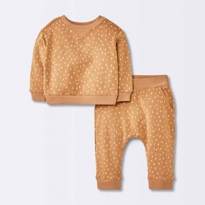 Baby Boys' 2pc Graphic Sweatshirt & Jogger Pants Set - Cloud Island™ Light Brown - 1 of 4