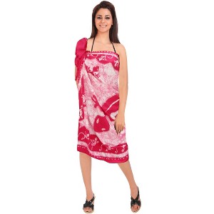 LA LEELA Women's Summer Beach Wrap Bikini Wraps Sarong Swimwear Cover up Skirt Bathing suit Swimsuit Pareo for Women One Size Pink, Lizards - 1 of 4