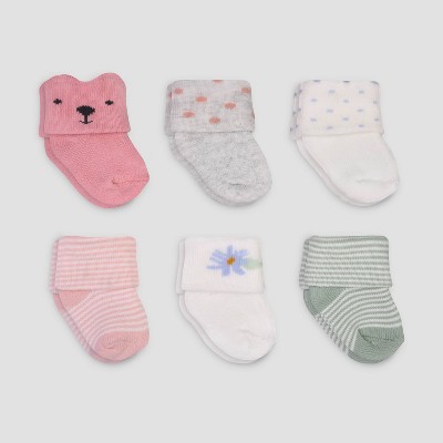 Baby Girls' 6pk Alt Terry Socks - Just One You® made by carter's 0-3M