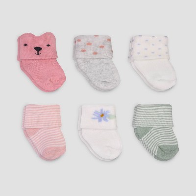 Image of Baby Girls' 6pk Alt Terry Socks - Just One You® made by carter's 0-3M