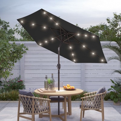 Sonkuki 7.5 ft Outdoor LED Solar Lighted Patio Market Umbrella w/ Push Button Tilt