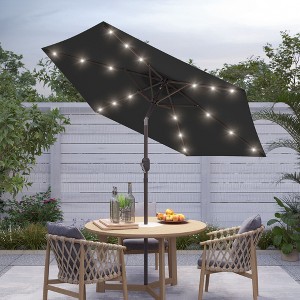 Sonkuki 7.5 ft Outdoor LED Solar Lighted Patio Market Umbrella w/ Push Button Tilt - 1 of 4