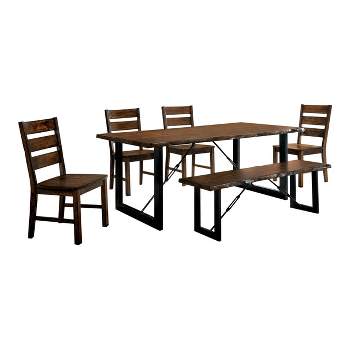 Iohomes Kopec Industrial Style Dining Table 6pc Set Walnut - HOMES: Inside + Out