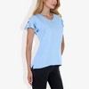 Anna-Kaci Women's Short Sleeve Ruffle V-Neck Blouse Lightweight Comfortable Casual Top - 4 of 4