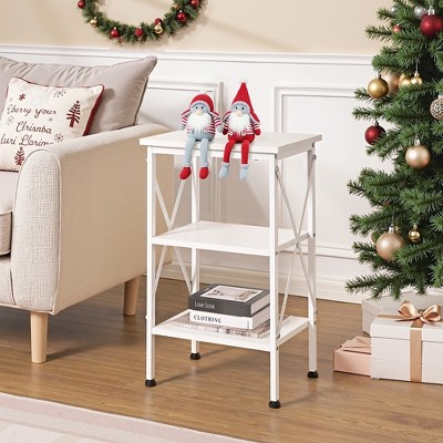 VECELO Modern X-Design Nightstand Set of 1/2, 3-Tier Bedside Tables with Storage Shelves, Small End Side Tables for Bedroom, Living Room, or Office