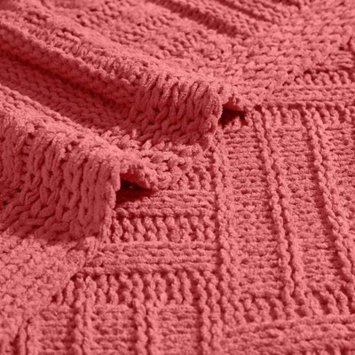 Coral Knitted Faux Fur Reversible Throw Blanket, 50" x 60"