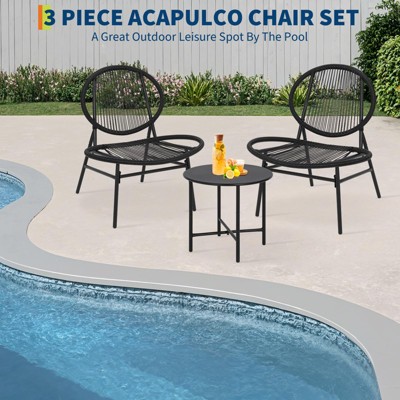 3-Piece homfan Chair Set: 2 All-Weather Chairs & Side Table for Patio, Garden, Balcony or Backyard