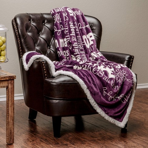 Chanasya Hope Faith Gift Throw Blanket With Reverse Faux Shearling : Target