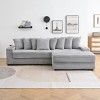 Corduroy Sofa with Cup Holders and Storage Armrests,L-Shaped Sofa with Reversible Chaise and Pillows,4 Seat Sofa for Living Room-Coolbibila - 3 of 4