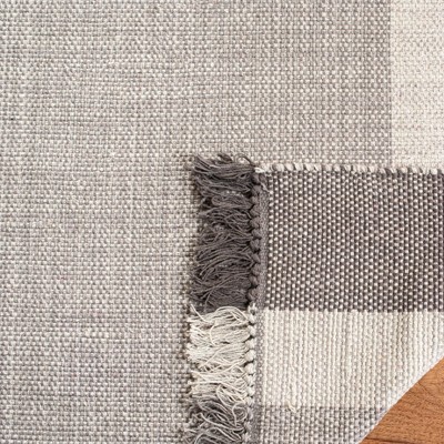 Coastal Charm Gray Stripe Hand-Woven Cotton Area Rug 4' x 6'